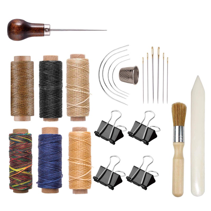 kootiko Bookbinding Kit - KOOTIKO Bookbinding Supplies, Hand Book Binding Starter Tools Set with Real Bone Folder,Paper Awl, Large-Eye Needles, Glue Brush, Wax Thread for Handmade DIY Books - Image 1